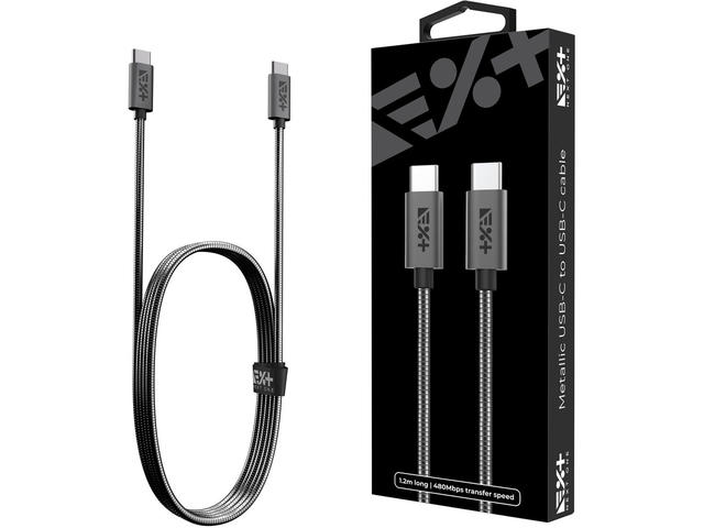 Кабели и Адаптери Next One Metallic USB-C to USB-C Cable 1.2m (3A) - Space Gray