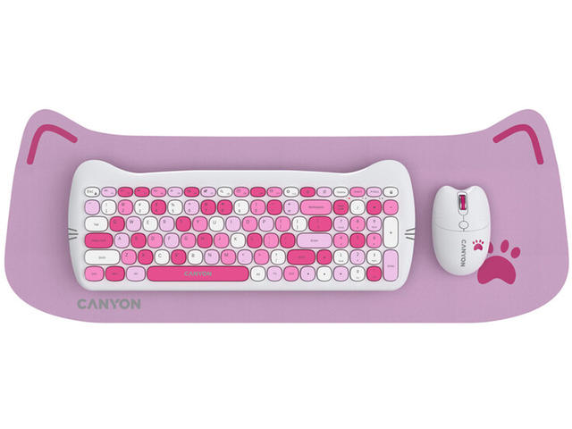 Клавиатури Canyon HSET-W6 Kitty Edition, Pink