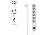 Разклонители Hama разклонител, 6 гнeзда, 1.4м кабел бял