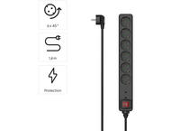 Разклонители Hama разклонител, 6 гнeзда, 1.4м кабел черен