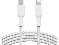 Кабели и Адаптери Belkin BoostCharge Braided USB-C към Lightning Cable , 2 метра, бял