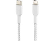 Кабели и Адаптери Belkin BoostCharge Braided USB-C към Lightning Cable , 2 метра, бял