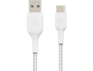Кабели и Адаптери Belkin BoostCharge Braided USB-C към USB-A Cable, 2 метра, бял