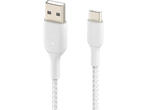 Кабели и Адаптери Belkin BoostCharge Braided USB-C към USB-A Cable, 2 метра, бял