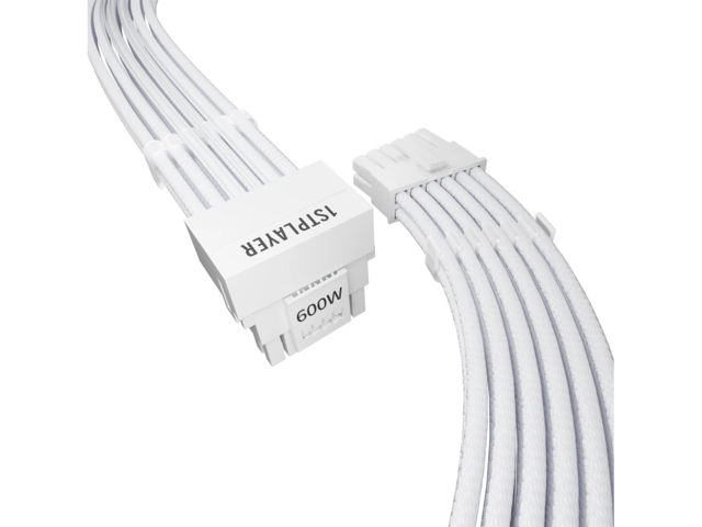 Кабели за компоненти 1stPlayer модулен кабел Custom Sleeved Modding Cable White - PCIe 5.0 12VHPWR M/M