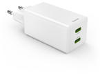 Зарядни устройства Hama, GaN, 2x USB-C, мини зарядно устройство, PD, 65 W, бяло 