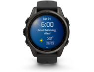 Смарт часовници Garmin fēnix® 8 - 43 мм, Sapphire - Carbon Gray DLC Titanium с Black/Pebble Gray силиконова каишка