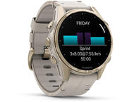 Смарт часовници Garmin fēnix® 8 - 43 мм, Sapphire - Soft Gold с Limestone кожена каишка