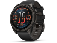 Смарт часовници Garmin fēnix® 8 – 47 mm, AMOLED Sapphire - Carbon Gray DLC Titanium с Black/Pebble Gray силиконова каишка