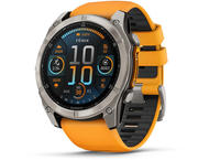 Смарт часовници Garmin fēnix® 8 – 51 mm, AMOLED Sapphire - Titanium с Spark Orange/Graphite силиконова каишка