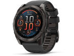 Смарт часовници Garmin fēnix® 8 – 51 mm,  AMOLED, Sapphire - Carbon Gray DLC Titanium с Black/Pebble Gray силиконова каишка