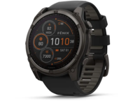 Смарт часовници Garmin fēnix 8 – 51 мм Solar, Sapphire - Carbon Gray DLC Titanium с Black/Pebble Gray силиконова каишка