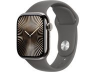 Смарт часовници Apple Watch Series 10 GPS + Cellular 42mm Natural Titanium Case with Stone Grey Sport Band - S/M