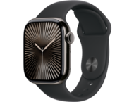 Смарт часовници Apple Watch Series 10 GPS + Cellular 42mm Slate Titanium Case with Black Sport Band - S/M