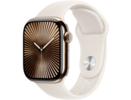 Смарт часовници Apple Watch Series 10 GPS + Cellular 42mm Gold Titanium Case with Starlight Sport Band - S/M