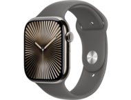 Смарт часовници Apple Watch S10 GPS + Cellular 46mm Natural Titanium Case with Stone Grey Sport Band - S/M