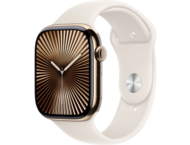 Смарт часовници Apple Watch S10 GPS + Cellular 46mm Gold Titanium Case with Starlight Sport Band - M/L