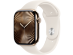 Смарт часовници Apple Watch S10 GPS + Cellular 46mm Gold Titanium Case with Starlight Sport Band - M/L