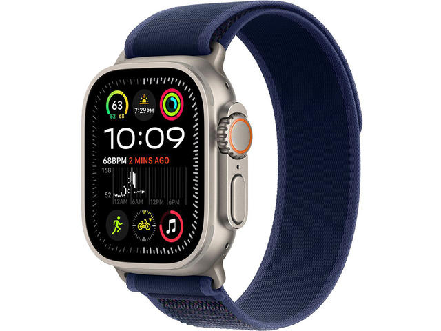 Смарт часовници Apple Watch Ultra2 (2024) GPS + Cellular 49mm Natural Titanium Case with Blue Trail Loop - S/M