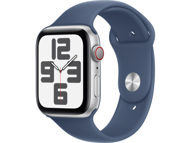 Смарт часовници Apple Watch SE2 (2024) GPS + Cellular 44mm Silver Alu Case with Denim Sport Band - M/L