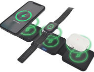 Зарядни устройства Dviced 3-in-1 Foldable magnetic wireless charger, Black