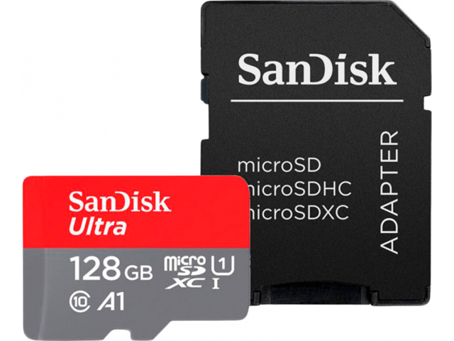 Карти памет SanDisk Ultra microSDXC 128GB + SD Adapter 140MB/s A1 Class 10 UHS-I