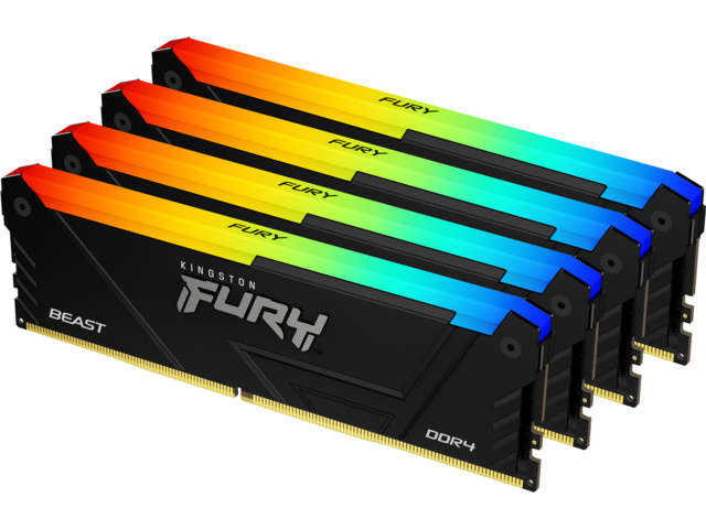 Оперативна памет 64GB (4x16GB) DDR4 3200 MT/s Kingston FURY Beast RGB Black