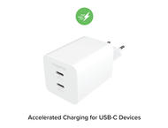 Зарядни устройства Mophie Essentials Power Adapter Dual USB-C-PD-50W-White-EU