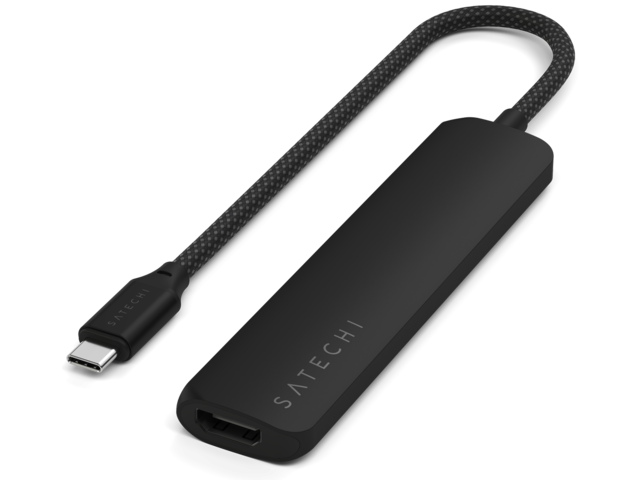 USB Хъб Satechi 6-in-1 USB-C Slim Multiport Adapter - Black