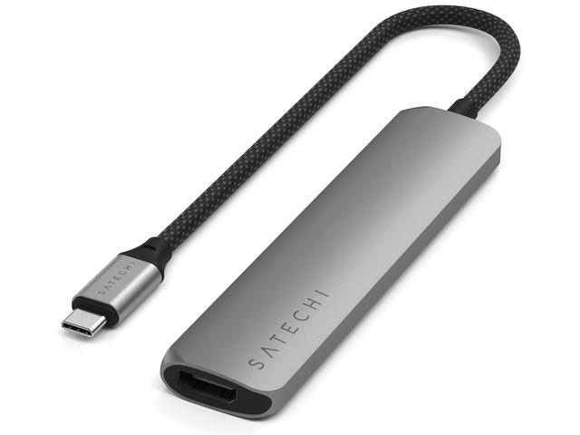 USB Хъб Satechi 6-in-1 USB-C Slim Multiport Adapter - Space Grey