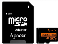 Карти памет 128GB Apacer microSDXC UHS-I U3 V30 A2, с адаптер