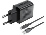 Зарядни устройства Acefast Fast Charge Wall Charger A90 QC18W GaN (1xUSB-A) EU, с кабел