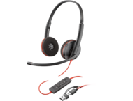 Слушалки HP Poly Blackwire 3220 стерео USB-C слушалки + USB-C/A адаптер