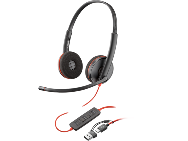 Слушалки HP Poly Blackwire 3220 стерео USB-C слушалки + USB-C/A адаптер