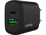 Зарядни устройства Canyon OnCharge 250 25W 1xPD 1xQC EU Black