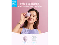 Зарядни устройства Anker MagGo Wireless Charging Station (3-in-1, Foldable Pad), Pink Aura