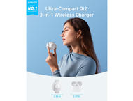 Зарядни устройства Anker MagGo Wireless Charging Station (3-in-1, Foldable Pad), Aurora White