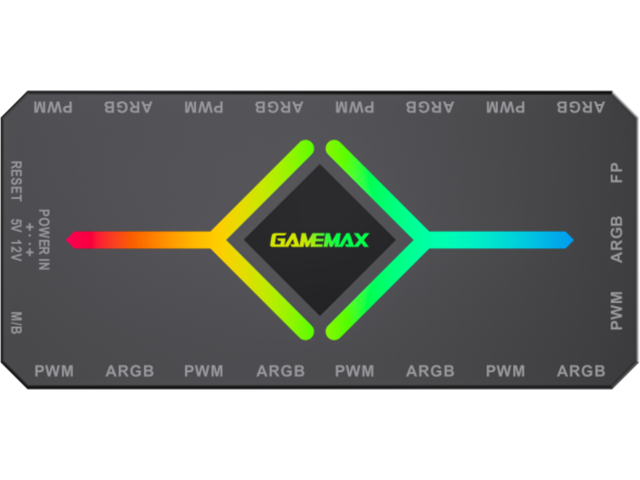 Аксесоари за вентилатори Gamemax V4.0 PWM ARGB HUB BK