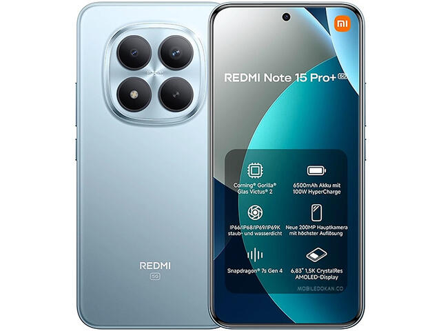 Смартфони Xiaomi Redmi Note 15 Pro+ 5G - 12GB RAM / 512GB, Glacier Blue