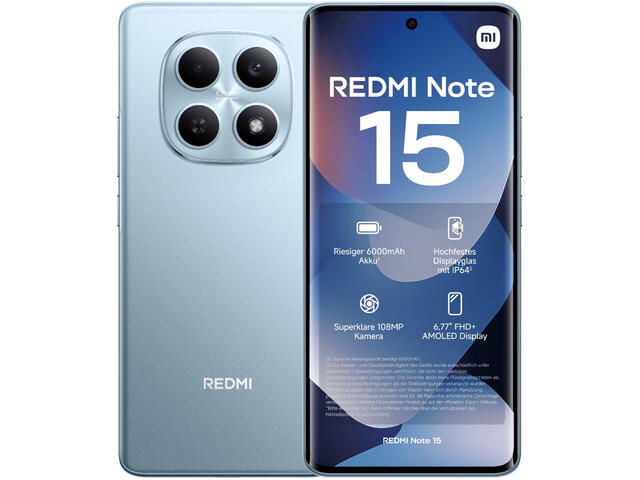 Смартфони Xiaomi Redmi Note 15 4G - 8GB RAM / 256GB, Glacier Blue