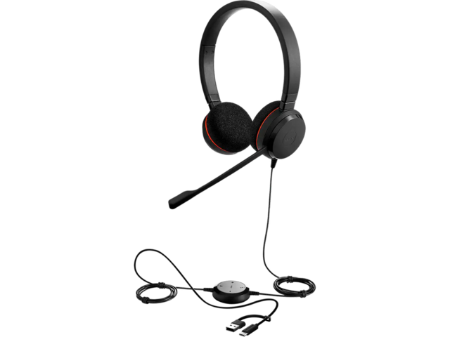 Слушалки JABRA Evolve 20, Stereo UC, USB C/A adapter