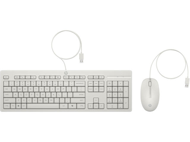 Клавиатури HP 225 Wired Mouse and Keyboard Combo G2, White