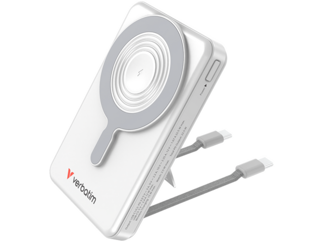 Външни батерии Verbatim Charge 'n' Go Two Cable Power Bank with Display Magnetic Wireless Charging 10,000mAh - Silver