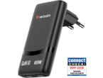 Зарядни устройства Verbatim Fold 'n' Go GaN Charger 65W 2-Port EU Plug - Black