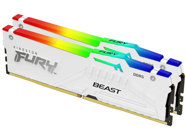 Оперативна памет 64GB (2x32GB) DDR5 5600 MT/s CL36 Kingston FURY Beast White RGB