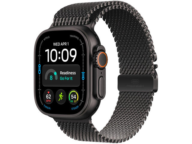 Смарт часовници Apple Watch Ultra 4 GPS + Cellular - Milanese Loop, Black Titanium, Medium
