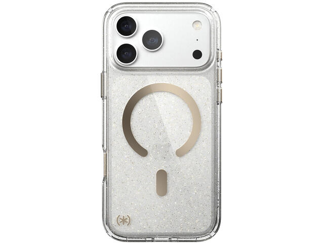 Калъфи Speck Presidio Lux Glitter MagSafe Apple iPhone 18 Pro Max Case, Clear/Gold Glitter