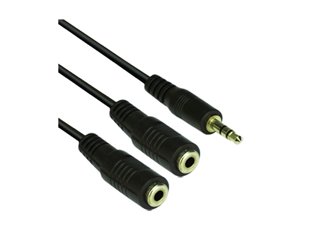 Кабели и Адаптери VCom аудио кабел 3.5мм стерео M / 2x 3.5 мм стерео F - CV203- 0.2 метра