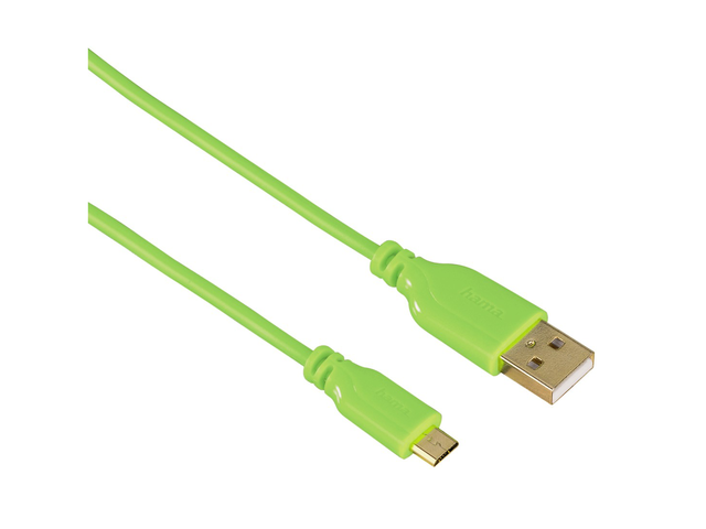 Кабели и Адаптери Hama USB - micro usb "Flexi-Slim", USB 2.0, 0,75м зелен