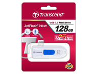 USB памети 128GB Transcend JetFlash 790, USB 3.1, в бяло